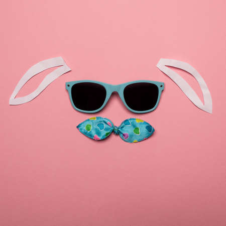 Abstract rabbit on the pink background.
