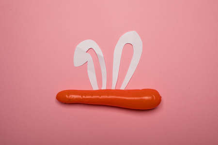 Abstract rabbit on the pink background.