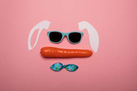 Abstract rabbit on the pink background.の写真素材