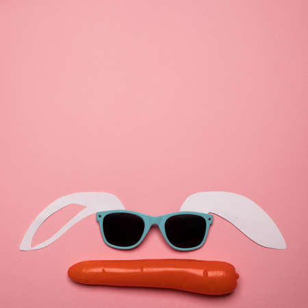 Abstract rabbit on the pink background.の写真素材