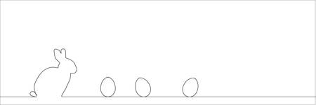 Outline of easter rabbit and eggs.のイラスト素材
