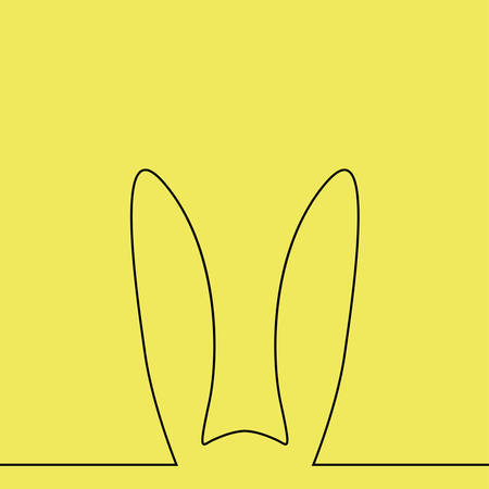 Outline of easter rabbit ears on the yellowのイラスト素材