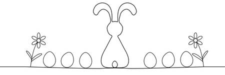 Outline of easter rabbit ears and eggs.のイラスト素材