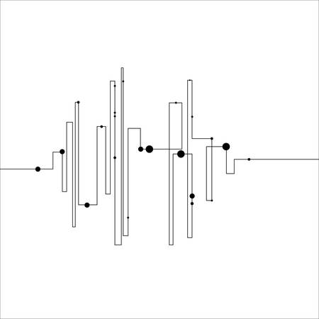 geometric form with lines and dotsのイラスト素材