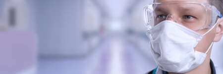 Man in mask . Protection against virus, infection, exhaust .の写真素材