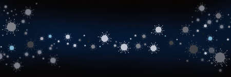 Coronavirus cells on the black background. Headline.