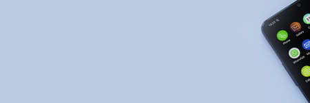 Minsk,Belarus -april 13 2020. View of WhatsApp icon on the smartphone.
