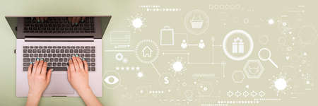 Online shopping during the coronavirus epidemic. Protect concept.の写真素材