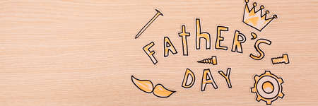 Happy Fathers Day gift tag with top border of tools