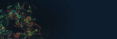 Abstract colourful particles explosion on blue background.の写真素材