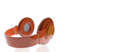 Headphones on the headline background. 3D Render.の写真素材