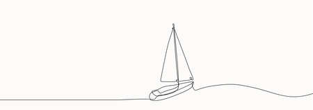 Continuous line drawing of sailing boatのイラスト素材