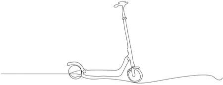Kick Scooter Line Icon On Whiteのイラスト素材