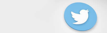 minsk, belarus - 23.10.2020. Twitter bird printed on blue. 3d render backgroundのeditorial素材