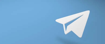 Minsk, belarus - 23.10.2020. Telegram application logo on blue.