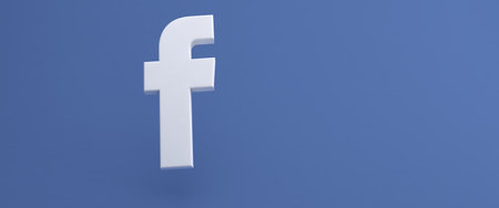 Facebook logo printed on blue. 3d render background. minsk, belarus - 23.10.2020.のeditorial素材