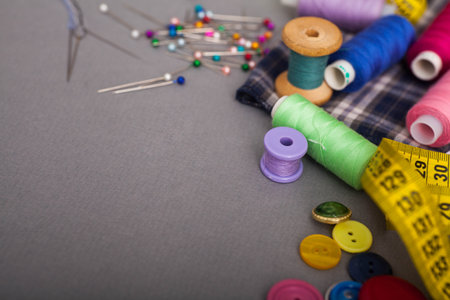 Copyspace frame with sewing toolsの写真素材