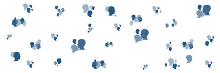 Abstract human faces on the white