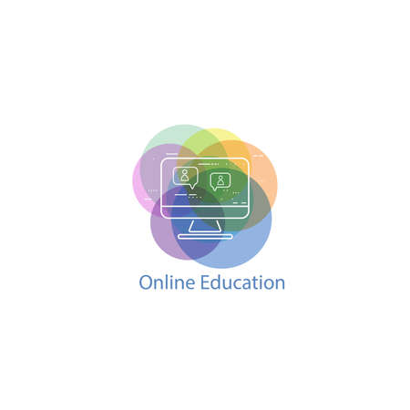Online education thin flat designのイラスト素材