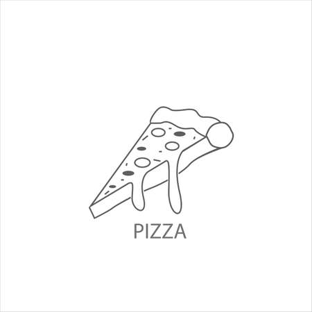 Pizza thin flat design on the whiteのイラスト素材