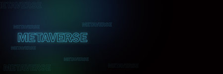 Metaverse blockchain abstract blue backgroundの写真素材