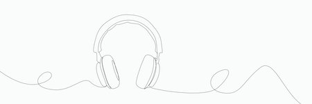 one line drawing of headphoneのイラスト素材