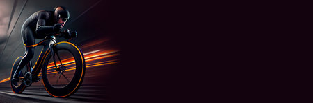 Active sportsman in protective helmet riding bike created with Generative Aiの写真素材