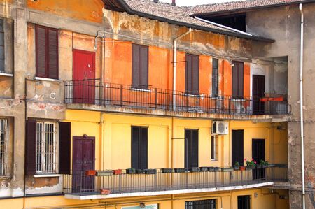Typical houses in the old quarter milanの写真素材
