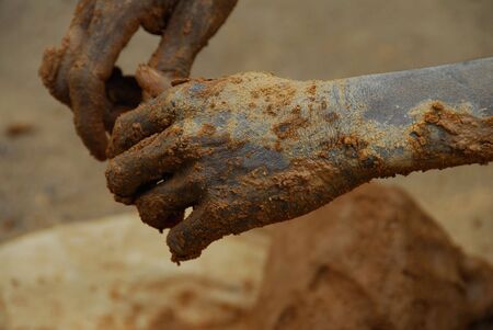 dirty hands of a miner の写真素材