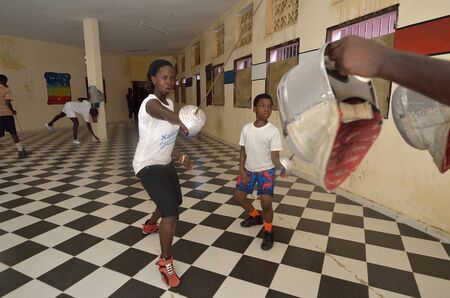 Dakar, Senegal-October 3, 2012: a gym for the fencing, the only school of teachers of weapons. It...