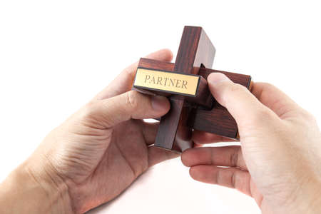 Business puzzle block in isolate backgroundの写真素材