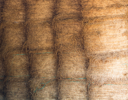 Roll of hay stack in patternの写真素材