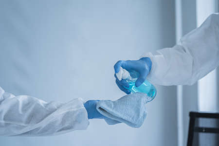 Healthy female training yoga at home, Well being lifestyle conceptの写真素材