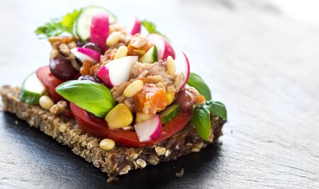 Delicious sandwich with tuna and fresh crunchy vegetablesの写真素材