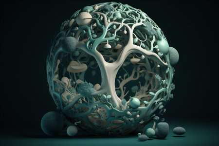 3d rendering of abstract composition with spheres in the form of a sphereの素材