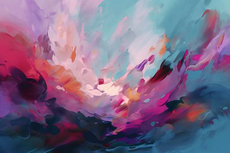 Purple and Blue Splashes on Watercolor Paper. Generative AI.の素材