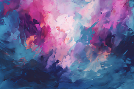 Abstract Purple and Blue Watercolor Design. Generative AI.の素材