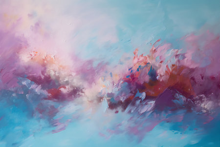 Watercolor Paper with Purple and Blue Smears. Generative AI.の素材