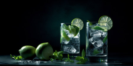 Dark and Refreshing Mojitos with a Hint of Mystery. Generative AI.の素材