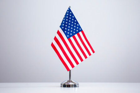 Flag of the United States on the tableの写真素材
