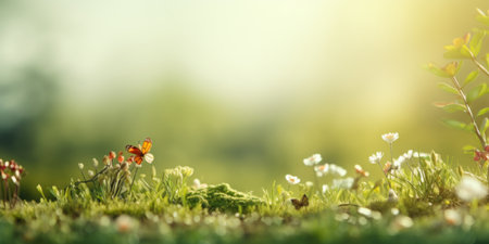 White small flowers in the meadow on a sunny day. Close-up. Soft focus. High quality photoの素材