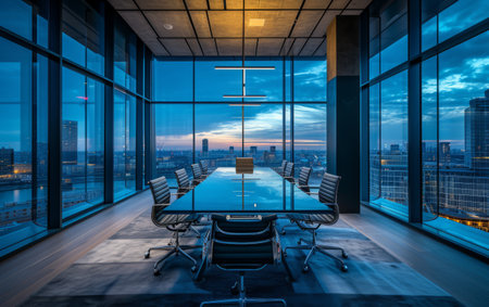 High level meeting of excutive room is decorated with stylish table and chairs around. High quality photoの素材