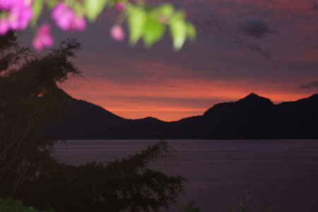 Sunrise on Lake Atitlanの写真素材