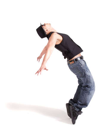 Asian young stylish dancer over white background.