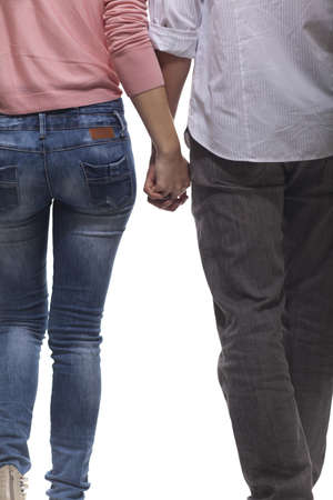 Couple Holding Hands On White Backgroundの写真素材
