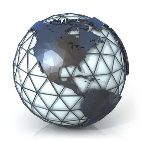 Polygonal style illustration of earth globe, America viewの写真素材