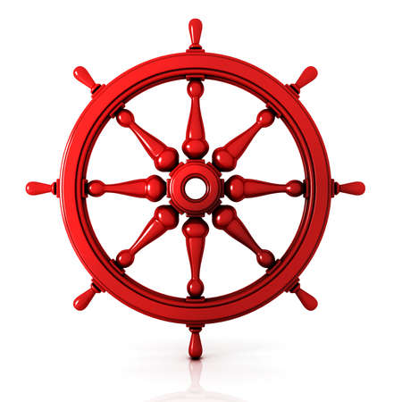 Ship wheel 3d isolated on white backgroundの写真素材