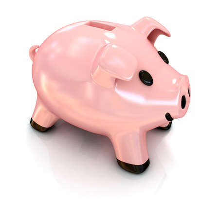 Piggy bank 3d isolated on white backgroundの写真素材