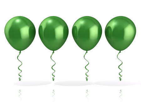 Green balloons isolated on white backgroundの写真素材
