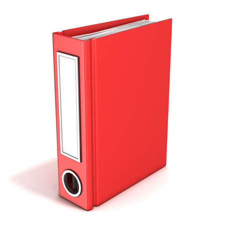 Red office folder standing. 3D render illustration isolated on white backgroundの写真素材